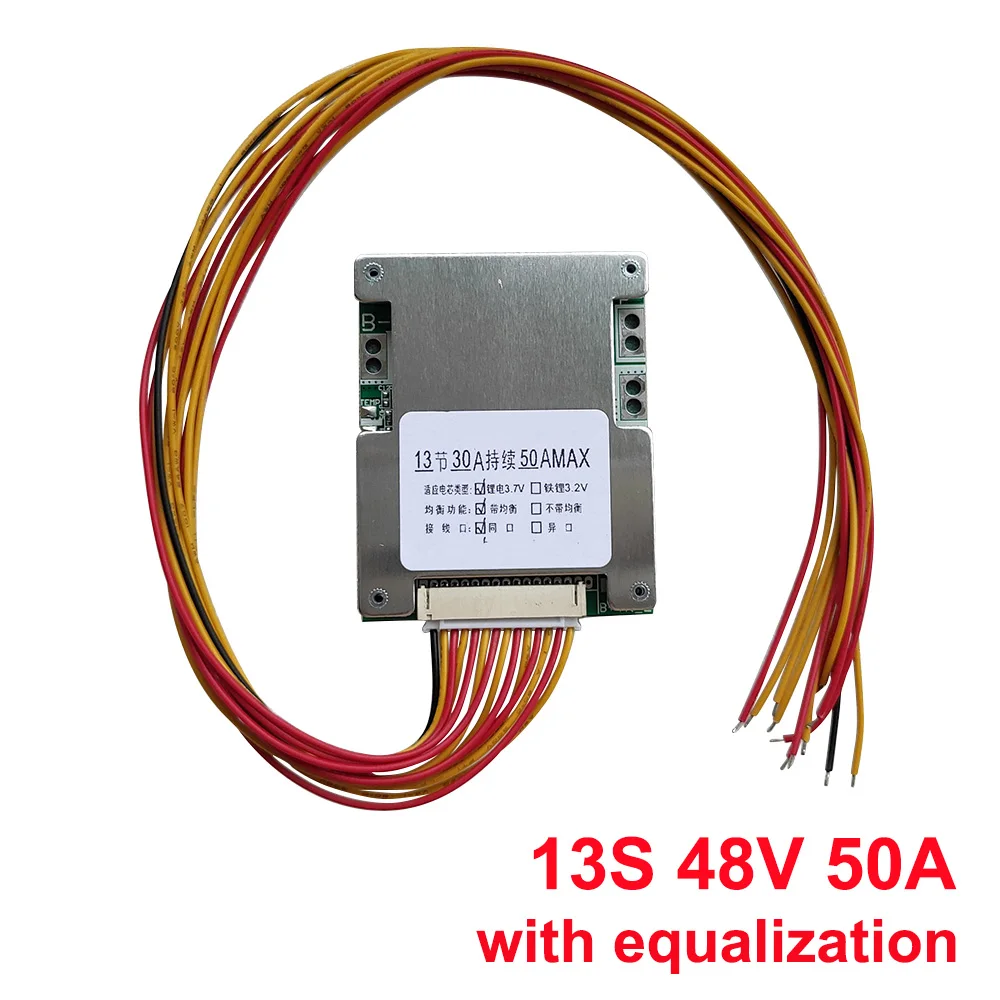 

Плата защиты литиевой/Lifepo4 батареи 16S/13S 60 в 48 в BMS 50A, плата эквалайзера PCB, плата BMS, аксессуары для питания 18650