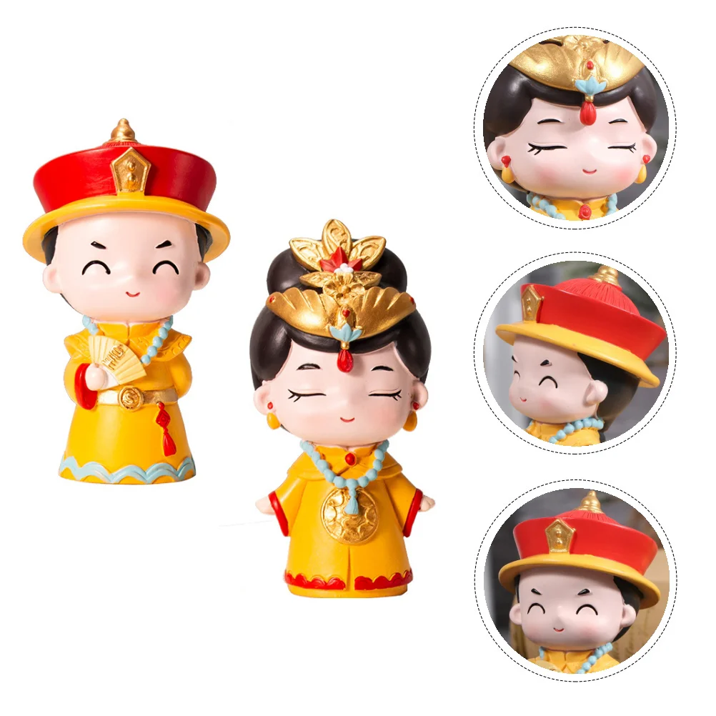 

2 Pcs Chinese Wedding Decoration Chinese Decor Lovely Boy Girl Figurines Cake Craft Car Trim