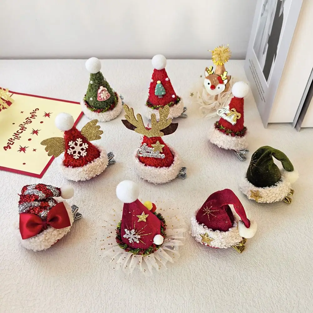 Рождественский декор Рождественская шляпа заколка для волос с бантом и