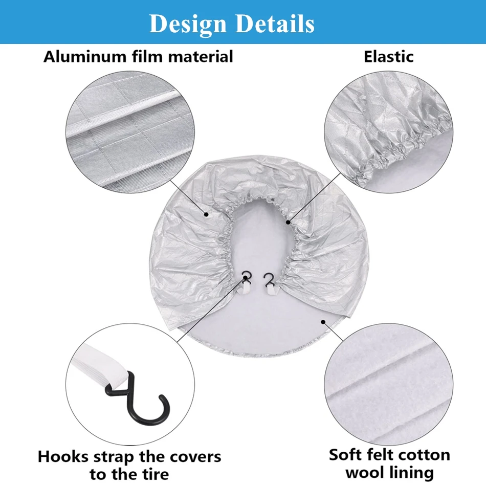 BENOO Silver Tire Covers for RV Wheel Oxford Waterproof UV Sun Protectors for Universal Van SUV Vehicles Diameter 19