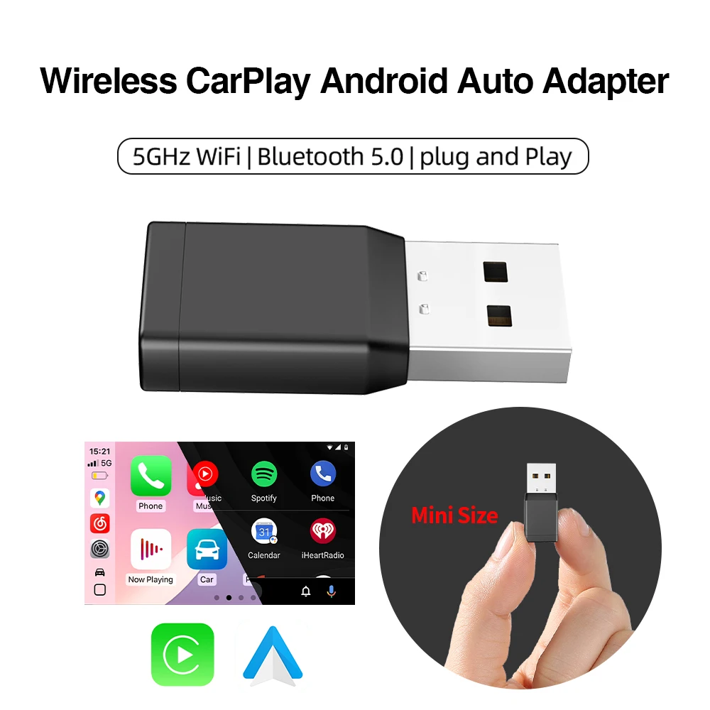 

Адаптер 2IN1 Type-C USB Для Беспроводного CarPlay И Android Auto С Проводным Подключением И Bluetooth Для VW, Audi, Volvo, To...