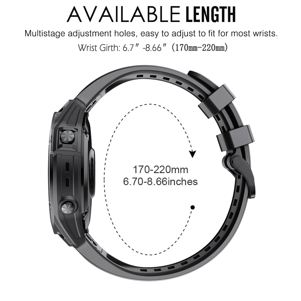 Ремешок силиконовый для Garmin Fenix 7 7X 5 5X Plus 6 6X Pro быстросъемный браслет наручных
