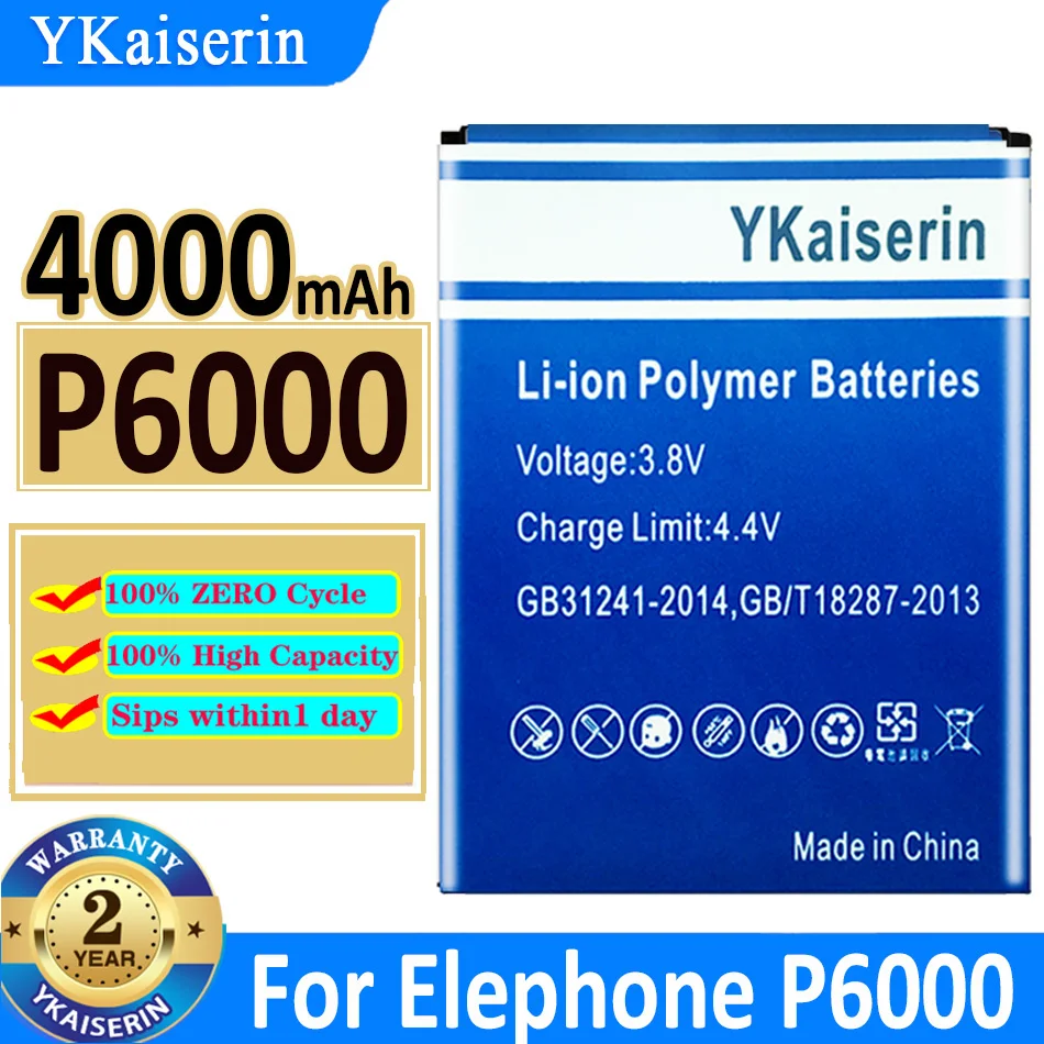 

4000MAH YKaiserin Battery For Elephone P6000 Smartphone High Capacity Bateria + Track NO
