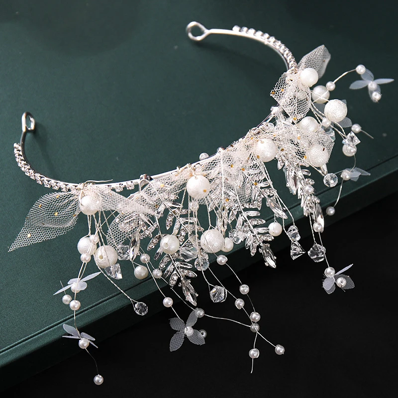 

1Set Handmade Bride Jewelry Shiny Pearl Hair Clip and Earring Headdress Set Women good-looking Newly