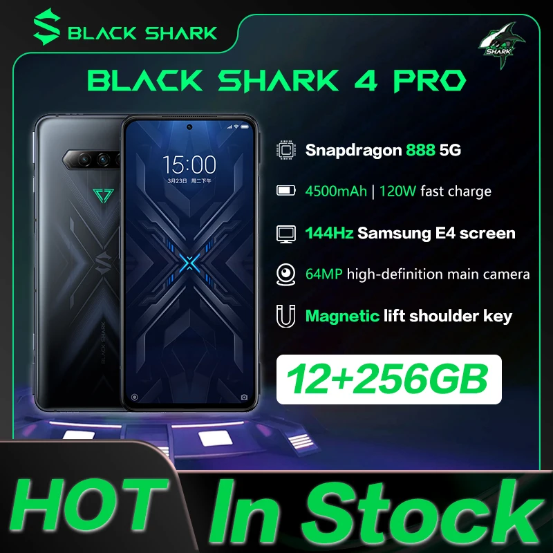 Оригинальный игровой телефон Black Shark 4 Pro 5G 6 67 дюйма 144 Гц AMOLED Восьмиядерный Snapdragon 888