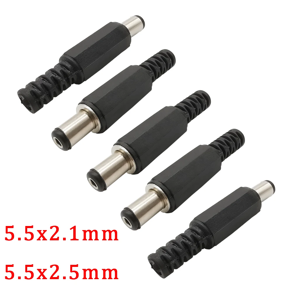 

10Pcs/Lot DC Power Plug Electrical Panel Mount Solder Wire Connector 5.5mmx2.1mm/5.5 x2.5mm DC Male Plug DIY Charge Jack Adapter