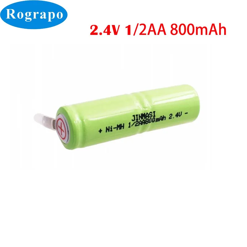 

1-3PCS 800mah 2.4V 1/2AA ni-mh rechargeable battery 1/2 AA nimh cell with welding tabs for electric shaver razor toothbrush