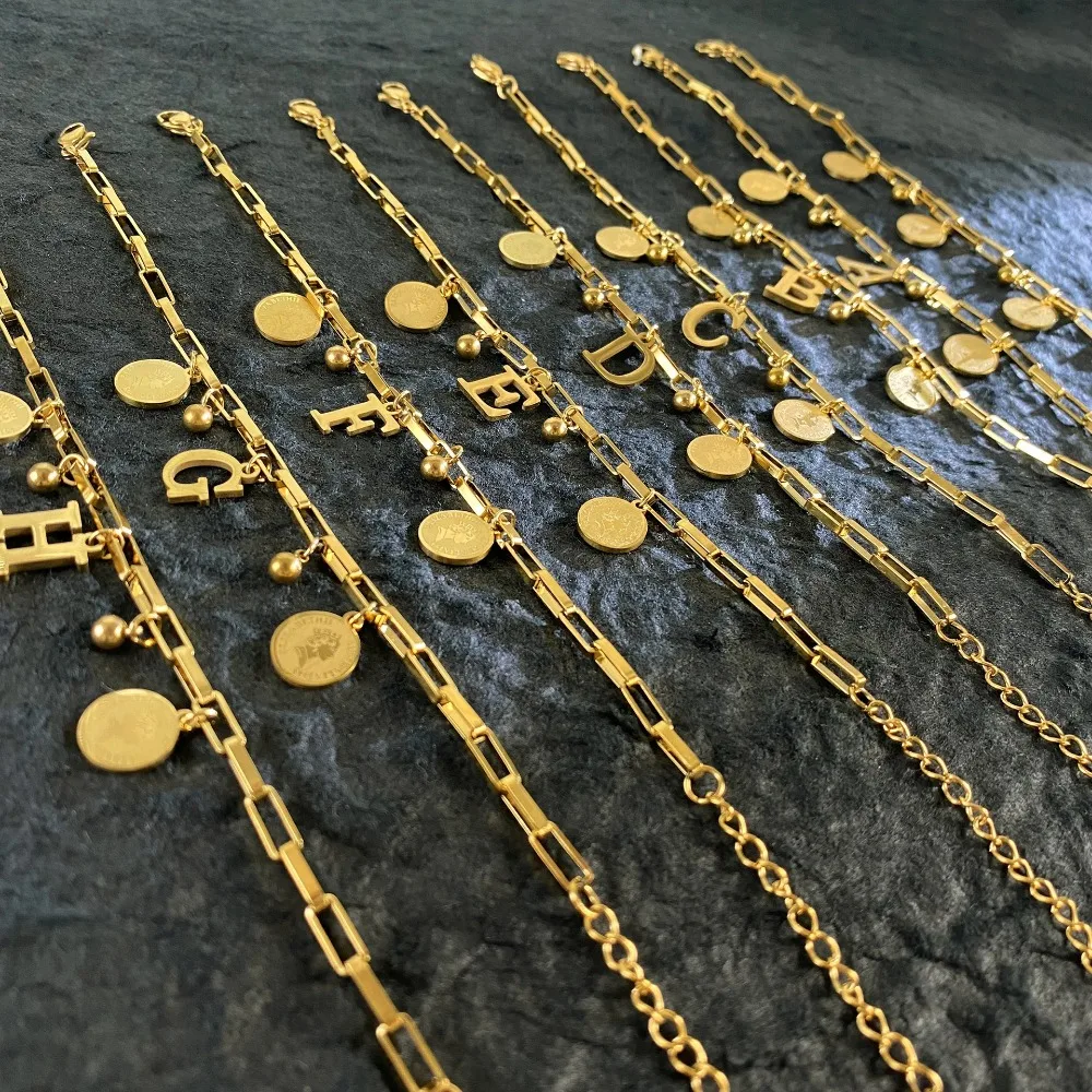 Женский позолоченный браслет из нержавеющей стали с монетами