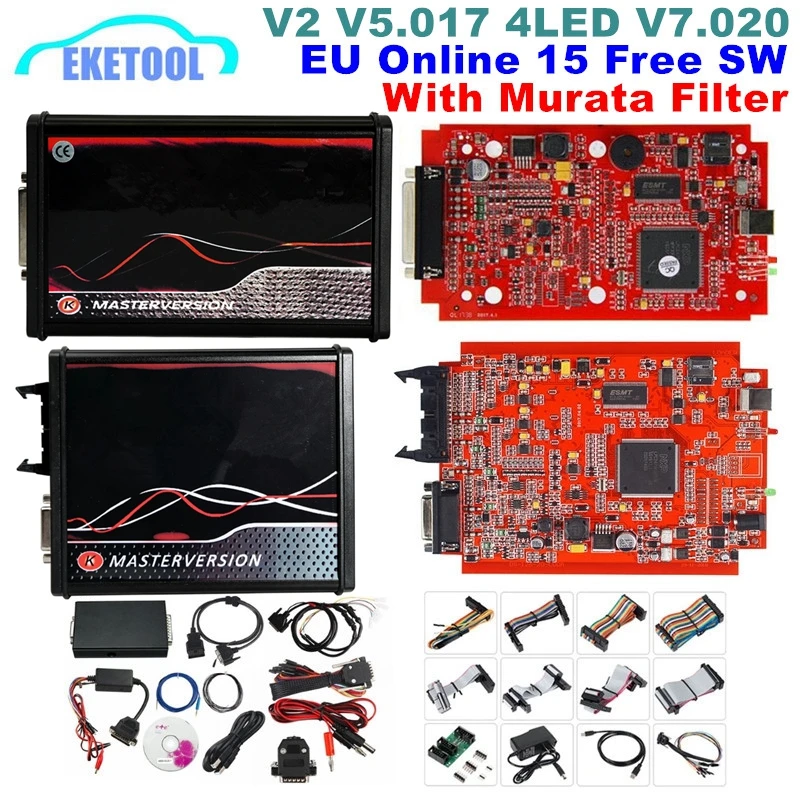 K-Suite KESS V2.80 EU V2 V5.017 V2.53 KTAG 4 светодиода V7.020 V2.25 Red PCB Online без маркера OBD2 ECU чип программатор с фильтром Murata