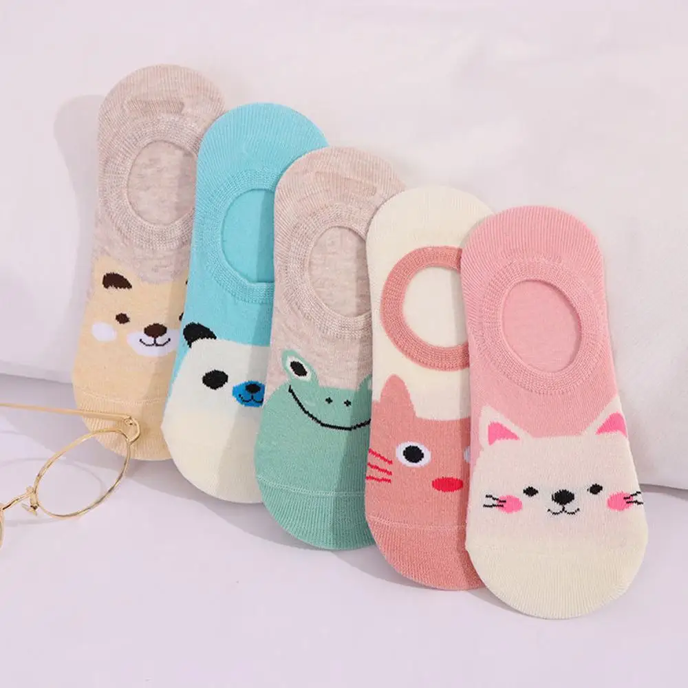 

5 Pairs/Set Women Socks Breathable Sports Socks Korean Animal Ankle Sock Shallow Mouth Low Side Invisibility Casual Socks