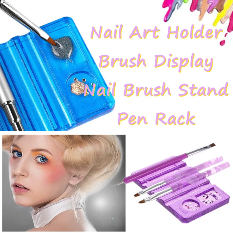 

5Grids Crystal Nail Art Colorful Pen Rest Brush Holder Women Acrylic Display Painting Nail Toning Clear Shelf Rack Manicure Tool