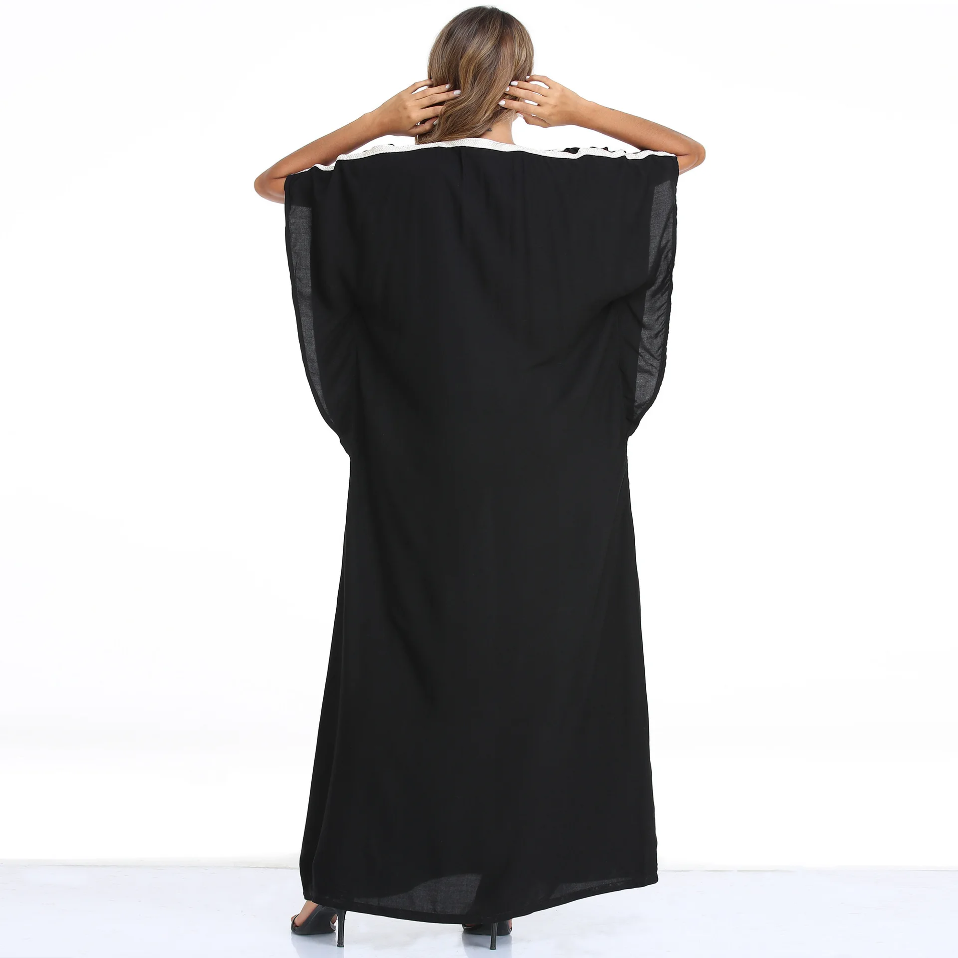 Bat Robe Muslim Fashion Short-sleeved Dress Kaftan Robe Muslim Dress Clothes for Muslim Women Dubai Abaya Abayas for Women