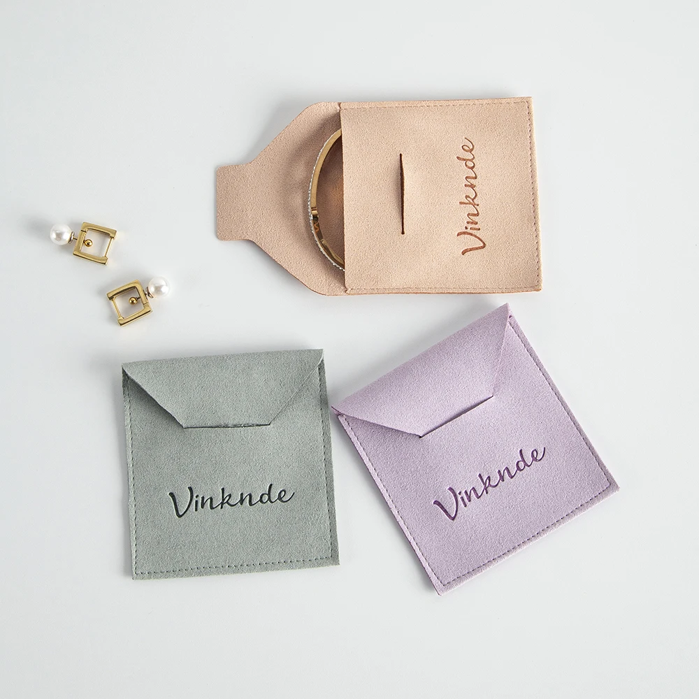 100Pcs/Lot Microfiber Jewelry Bag Envelope Velvet Pouch for Necklace Ring Earring Wedding Gift USB Disk Organizer Can Print Logo