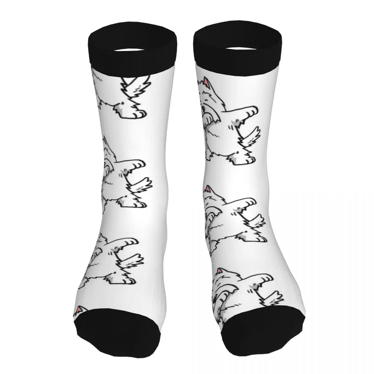 

Носки мужские с забавными собаками Dabbing West Highland, белые носки-терьерами, топы из 5% спандекса, хипстерские толстые носки средней длины, идея дл...