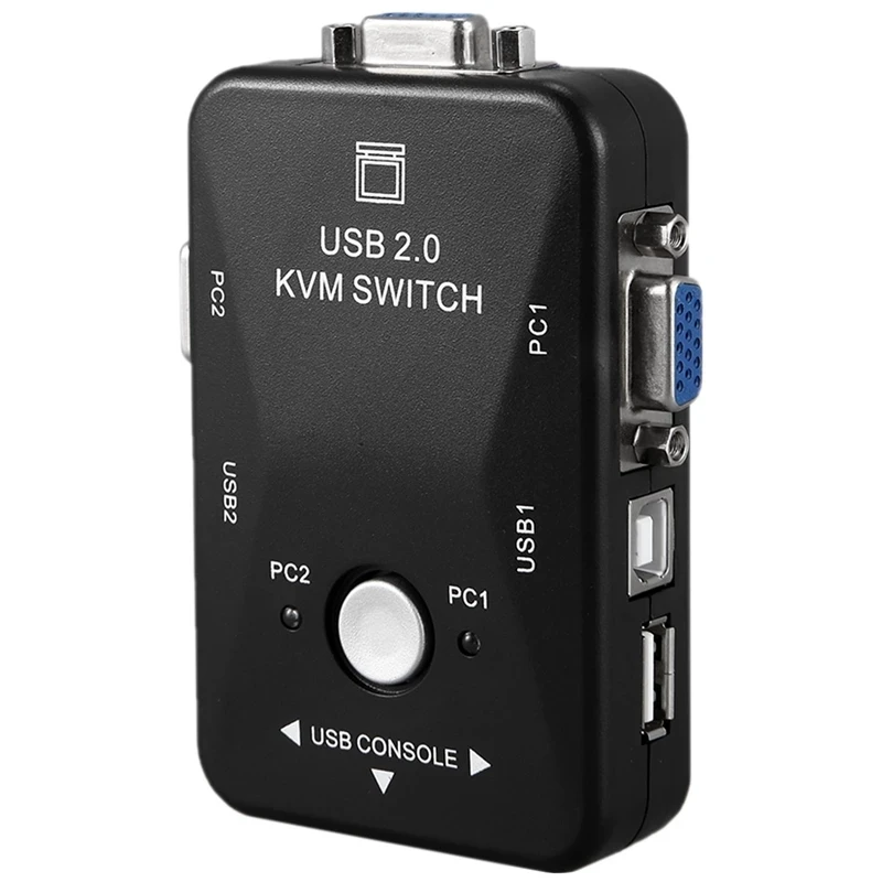 KVM-переключатель VGA с 2 портами, 2 в 1, USB 2,0, KVM-переключатель VGA, 2x1 переключателя 1920*1440 для 2 ПК, поделиться 1 комплектом мыши, клавиатуры, монитора