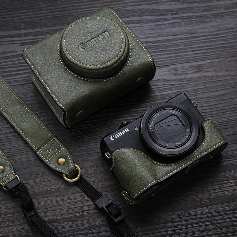 Новинка, Роскошный чехол из искусственной кожи ручной работы для камеры canon G7X2 G7X3 G7X Mark ii iii, защитный чехол