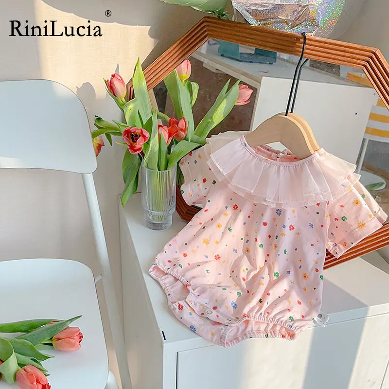 

Newborn Baby Toddler Girls Rompers Sets Spring Summer Florals Ruffles Jumpsuit Kids Short Sleeve Children Bodysuit C01