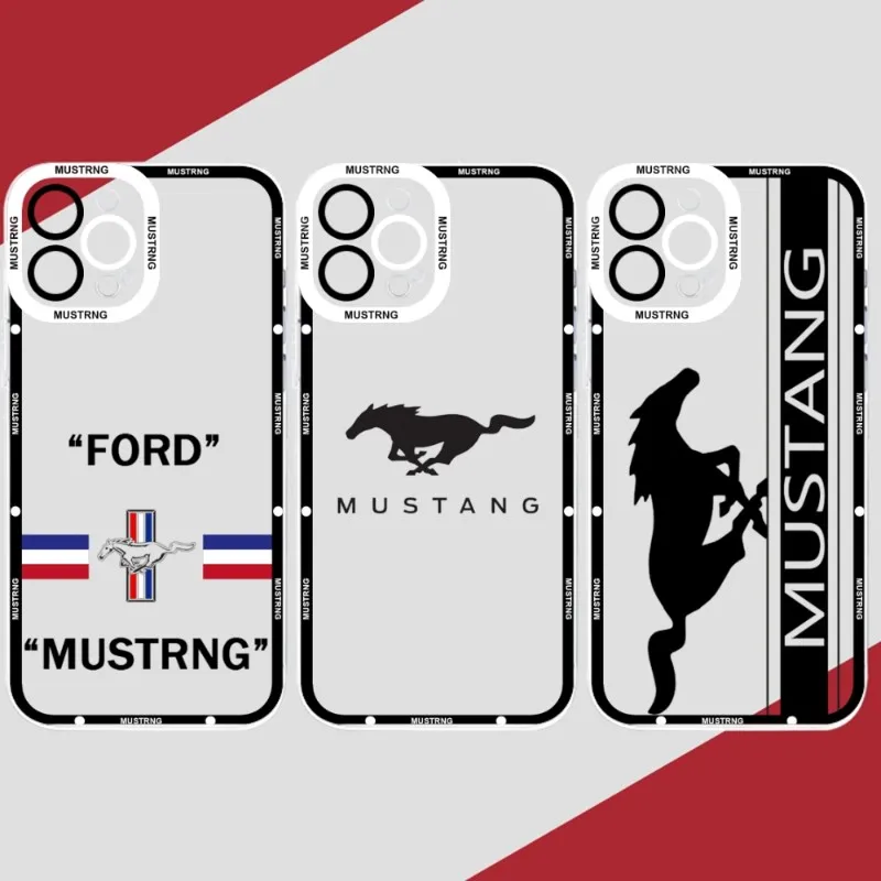 

Brand Car Ford Mustang Phone Case Telefoon For IPhone 14ProMax 13 14 12 11 Pro Max Mini Transparent Fundas Soft Cover
