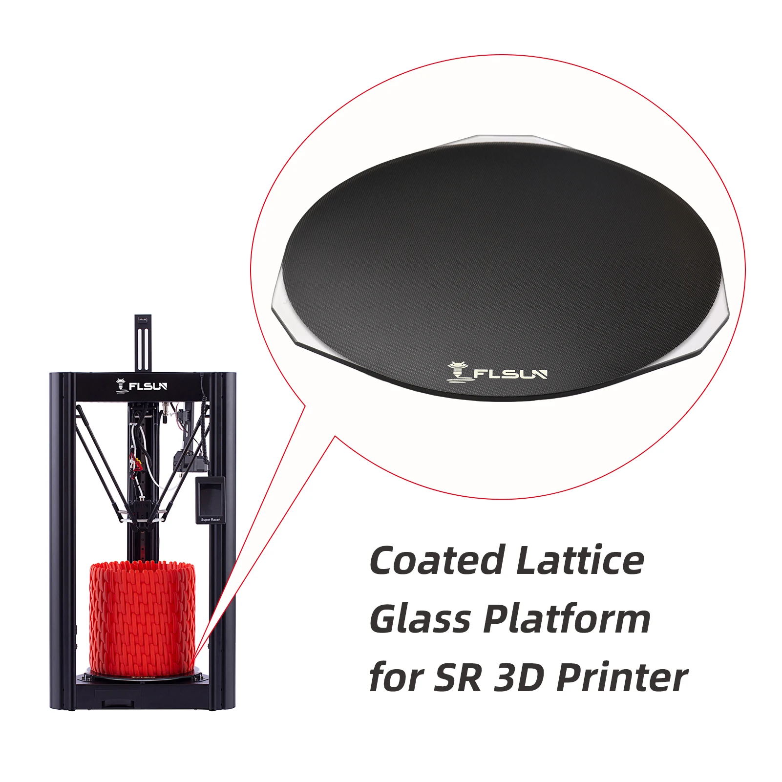 Стеклянная пластина для 3D-принтера FLSUN Q5 SR встроенная поверхность сетчатая