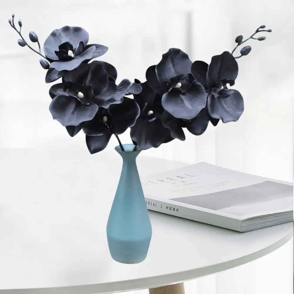 

Artificial Flower Simulation Floral Fabric Black Phalaenopsis Fake Flower for Home