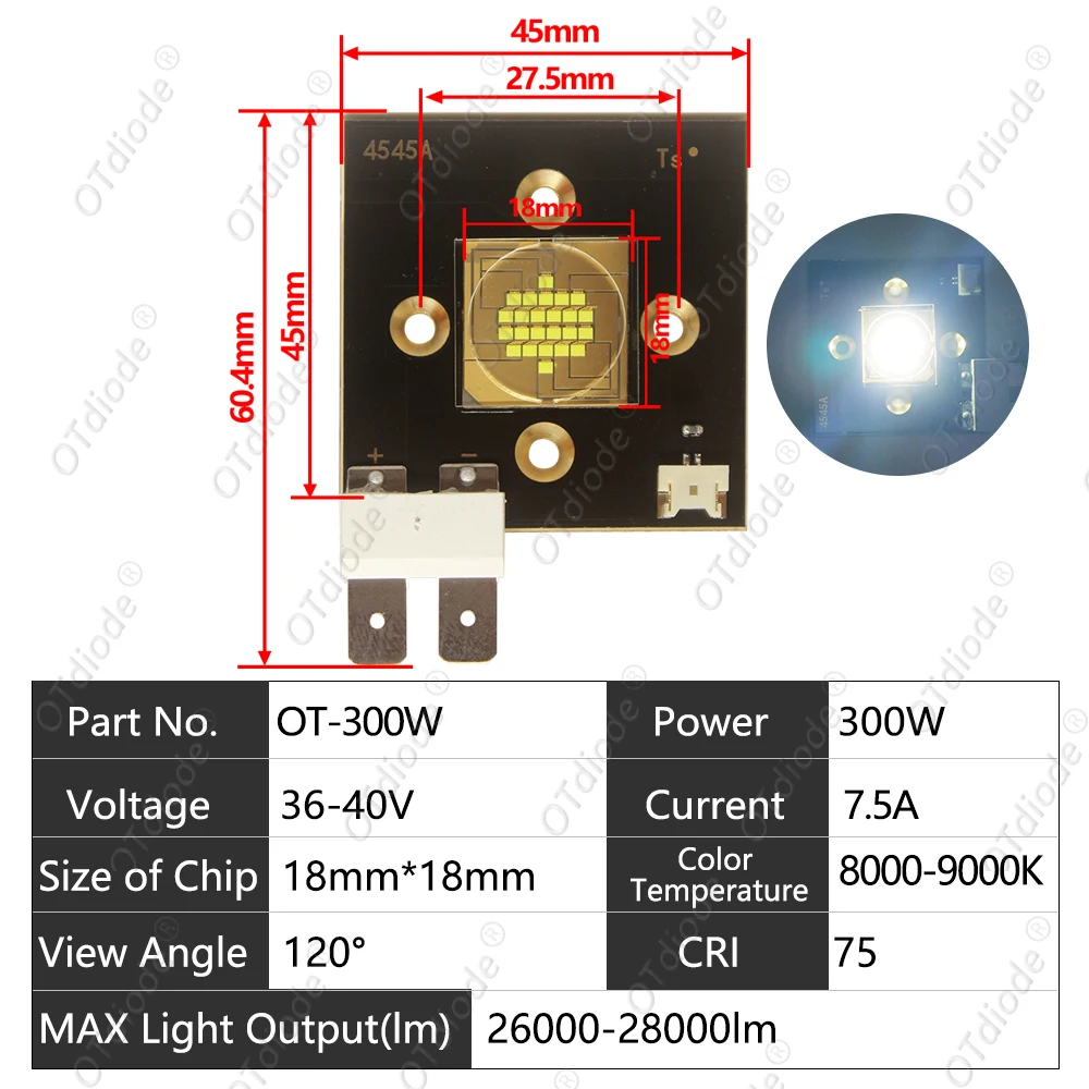 

LED сценический светильник OTdiode 300W холодный белый