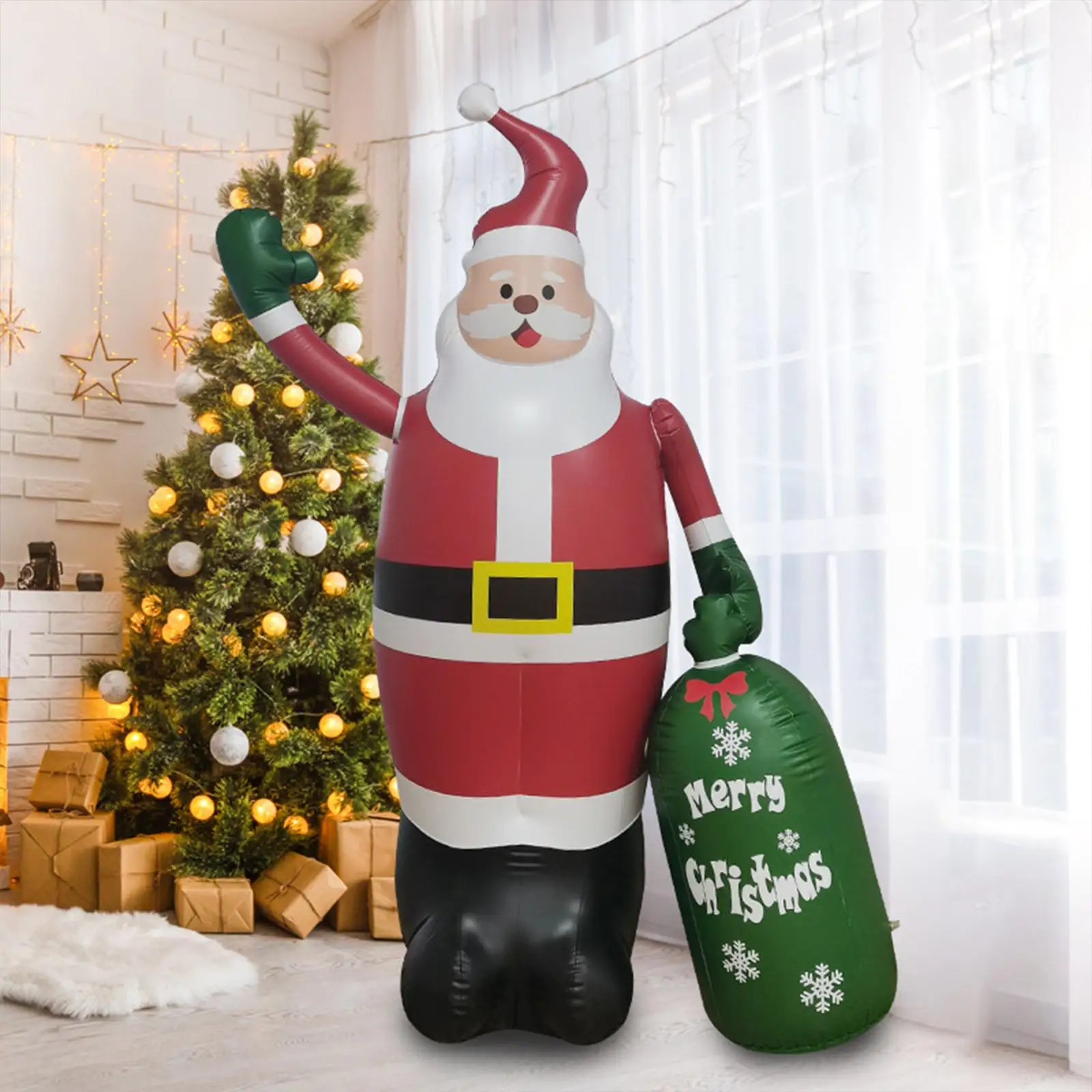 

7.5ft Inflatable Santa with Gift Bags Santa Carrying Present Sack Yard Decoration for Yard Backyard Outdoor Party Ornaments