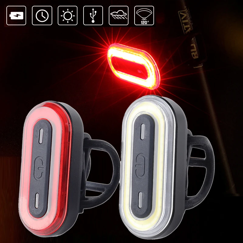 

Deemount Cycle Tail Light Bike Rear Lamp USB Charge Warning Safety Lantern Oval-shaped 30 LED chips COB Up to 18hrs Runtime