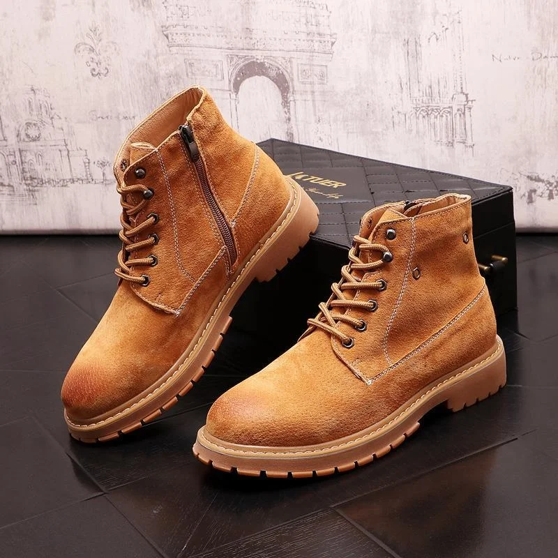 

High quality Martin Boots Men's Short New Desert Thick soled High top Casual Shoes Round head Frosted Youth
