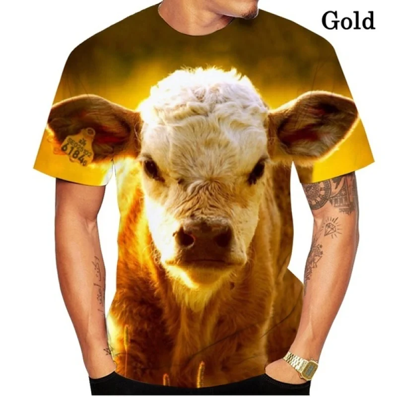 

2021 Men Animal T Shirt Cow 3D Print Tshirt Men Funny Tees Tops Short Sleeve O-neck 3D Print Summer Clothes