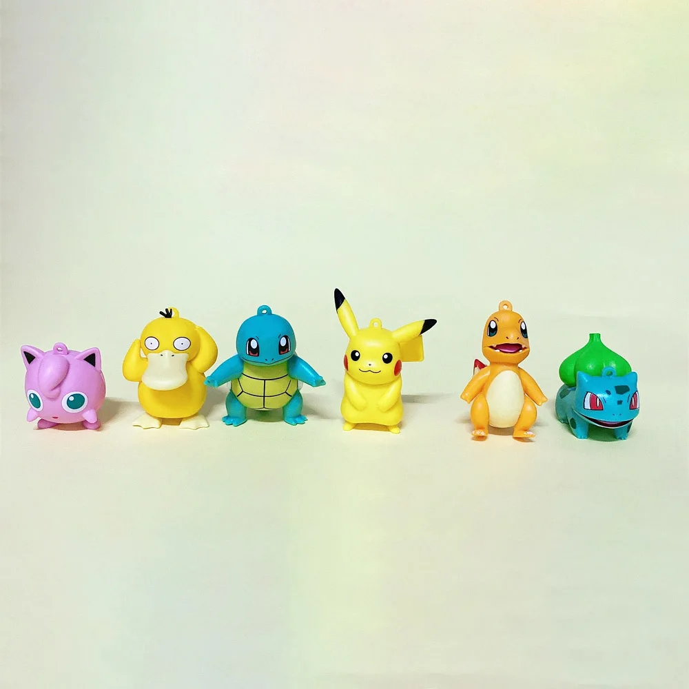 

6pcs/set Pokemon Pikachu Squirtle Bulbasaur Charmander Psyduck Jigglypuff Cartoon Doll Toy Doll Model Toy Ornaments Kids Toys
