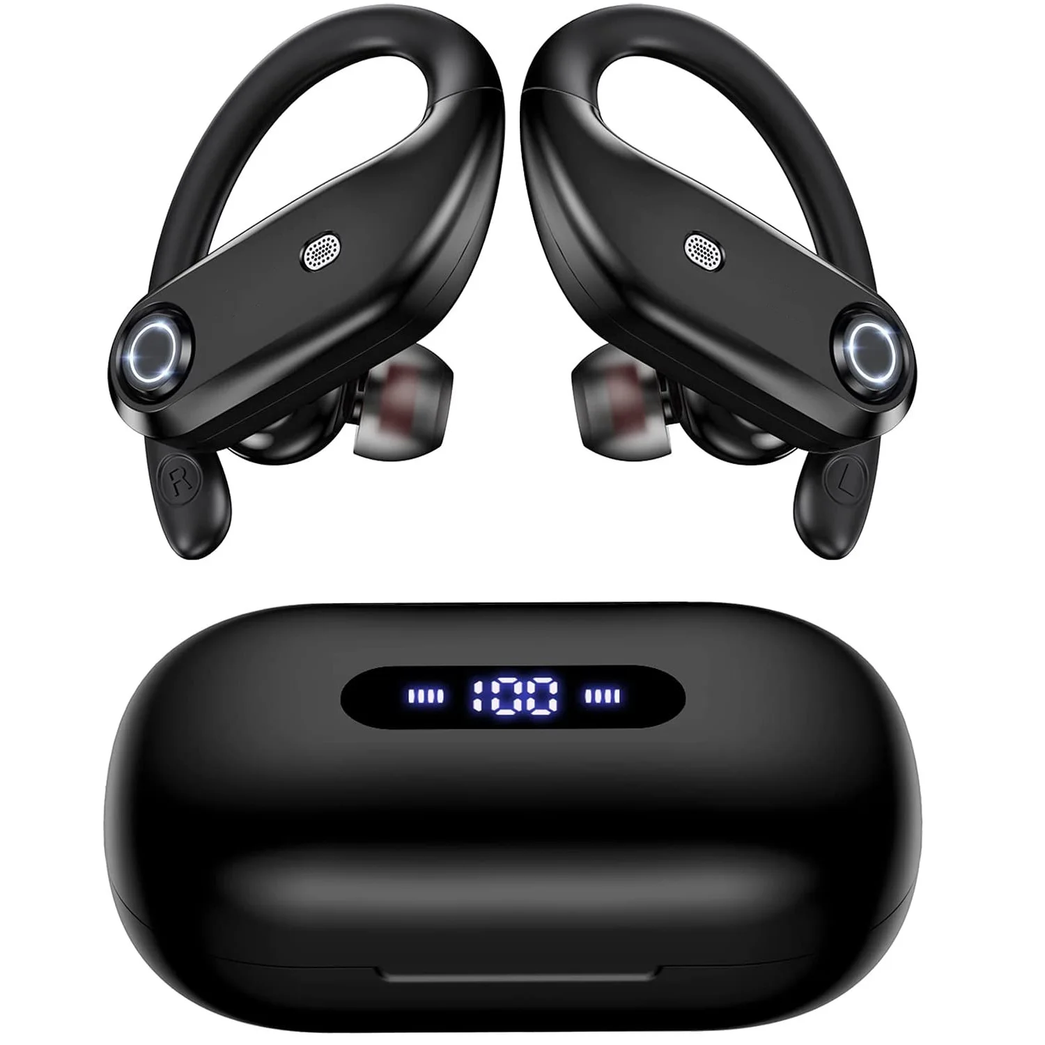 Wireless Headphones Bluetooth V5.0 Earphone Double Units 4 Speaker Music Headset Sport Earbud LED Power Display HD Call With Mic