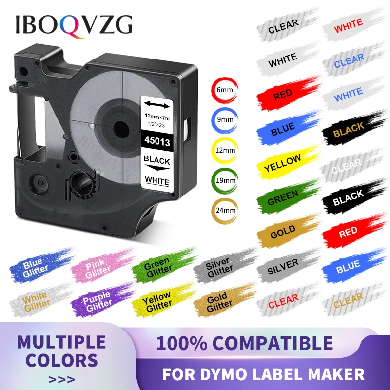 Фото IBOQVZG 45013 45010 ленты для этикеток D1 45013 картридж совместимый с Dymo LabelManager Writer Maker 280 160 260P 45803 43613 40913 №1
