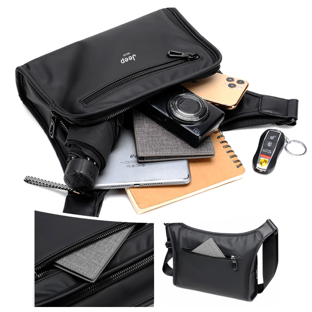 JEEP BULUO Shoulder Bag Oxford Luxury Fashion Men Chest Bag Man Sling Crossbody Bag Male New Casual Handbag Travel Phone Bags