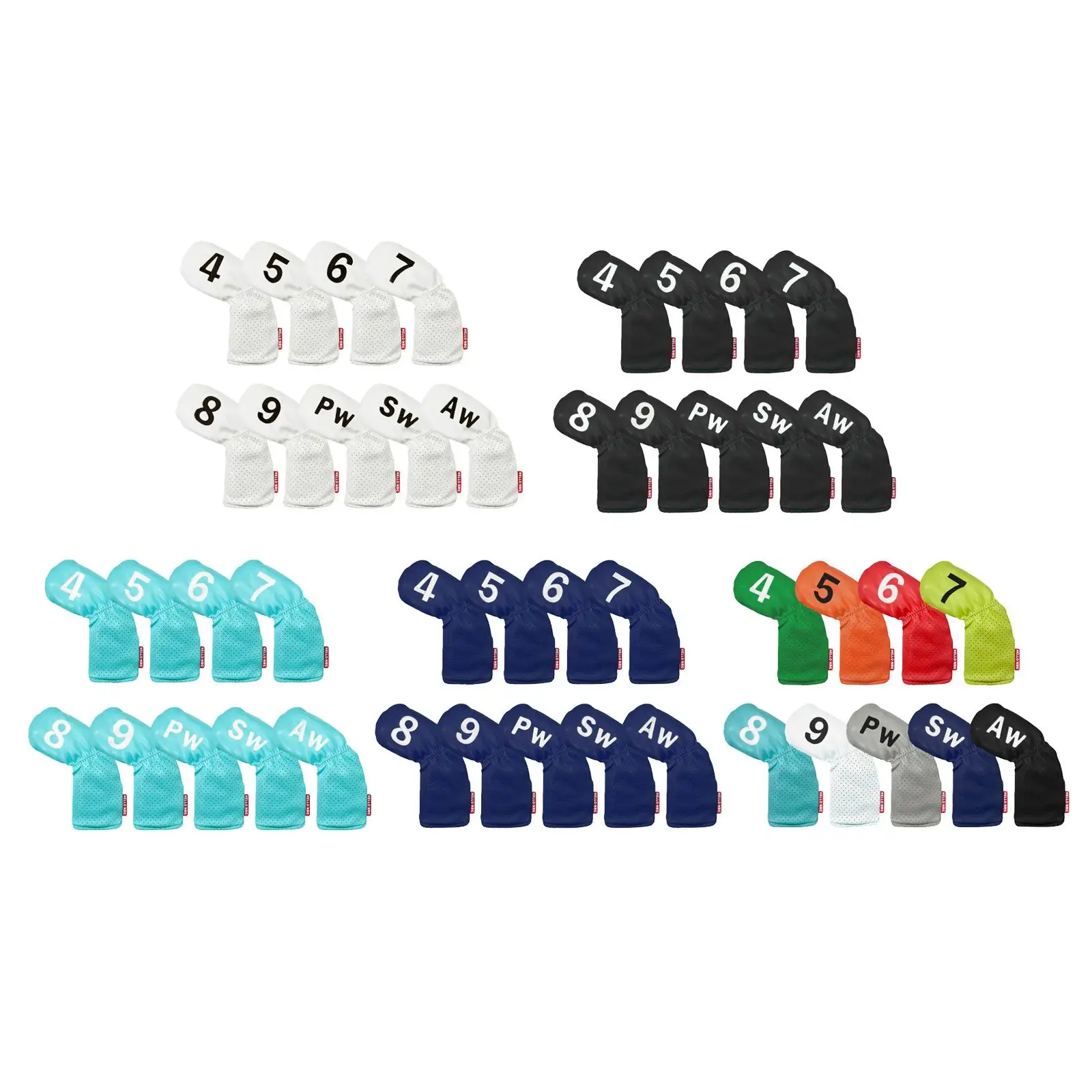 

9Pcs Golf Iron Headcover Golf Club Head Cover 4-9,PW,SW,AW PU Protection Waterproof Protector Fits All Brands Golf Accessories