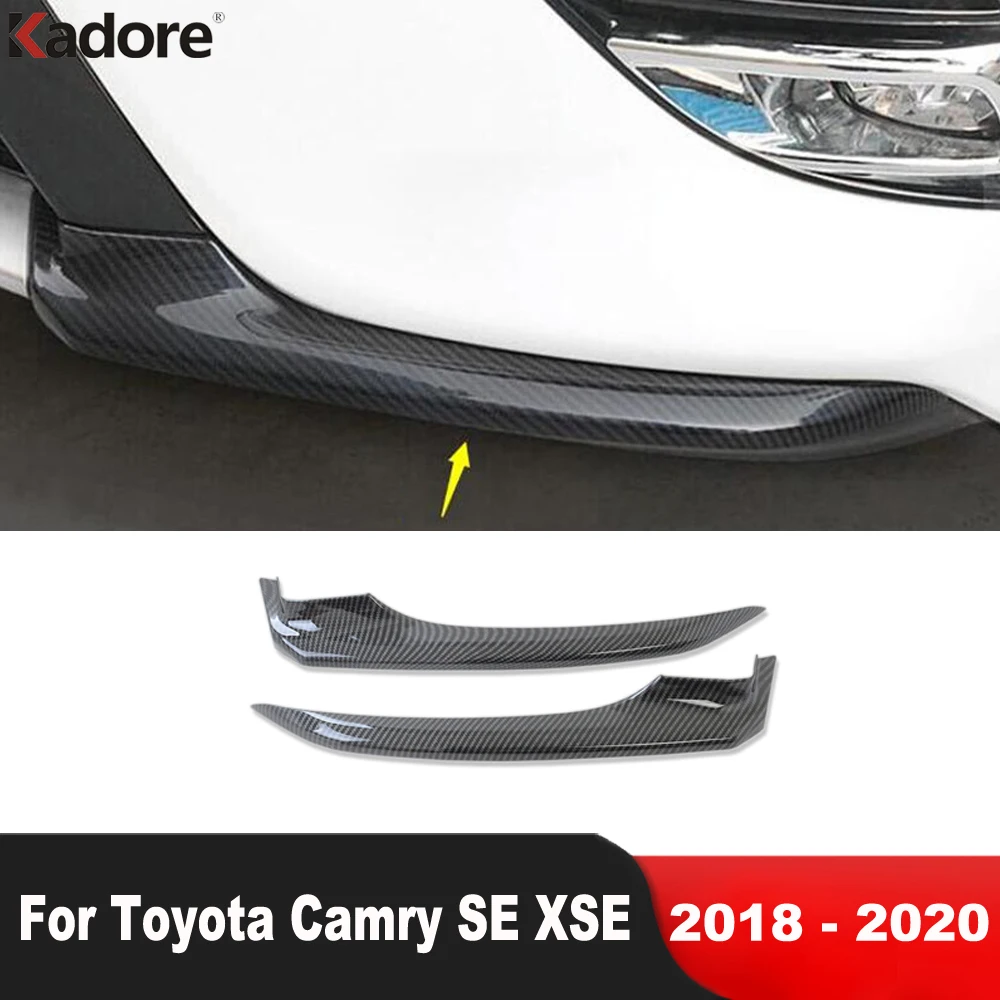 

For Toyota Camry 70 SE XSE 2018 2019 2020 Carbon Fiber Car Front Bottom Bumper Corner Cover Trim Molding Strip Accessories