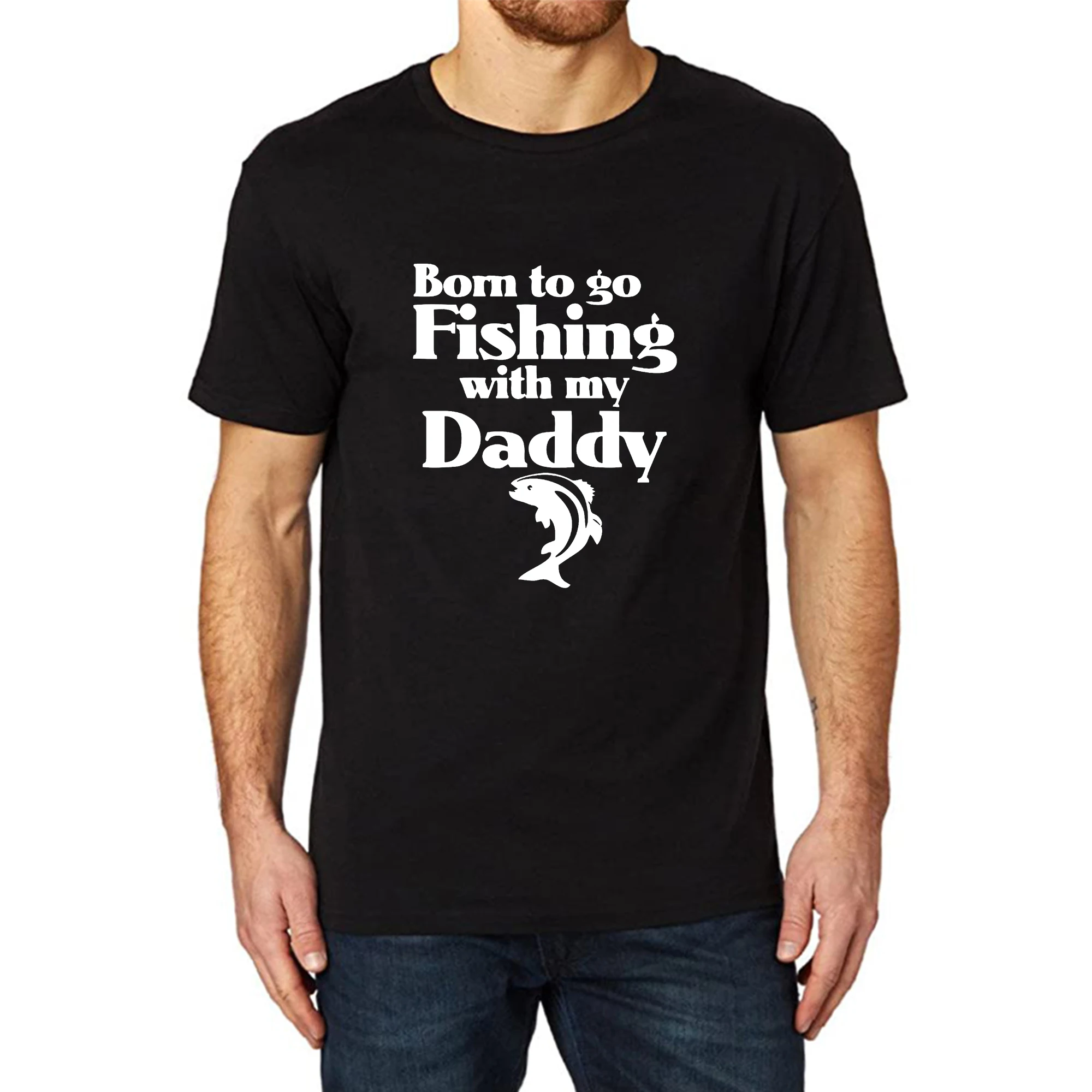 

Lyprerazy Men's BORN TO GO FISHING WITH MY DADDY Funny Printed T-Shirt