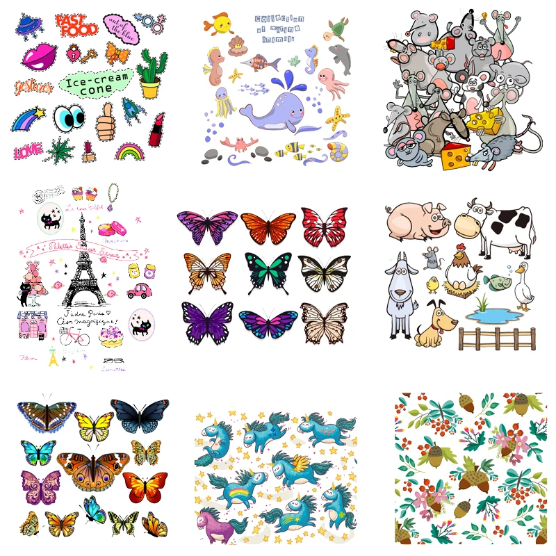 

Clothing Patches Cartoon Animal Iron-on Stickers for Clothes Transfers Clorhing Patch Heat Transfer Vinyl Designs Shirts Sticker