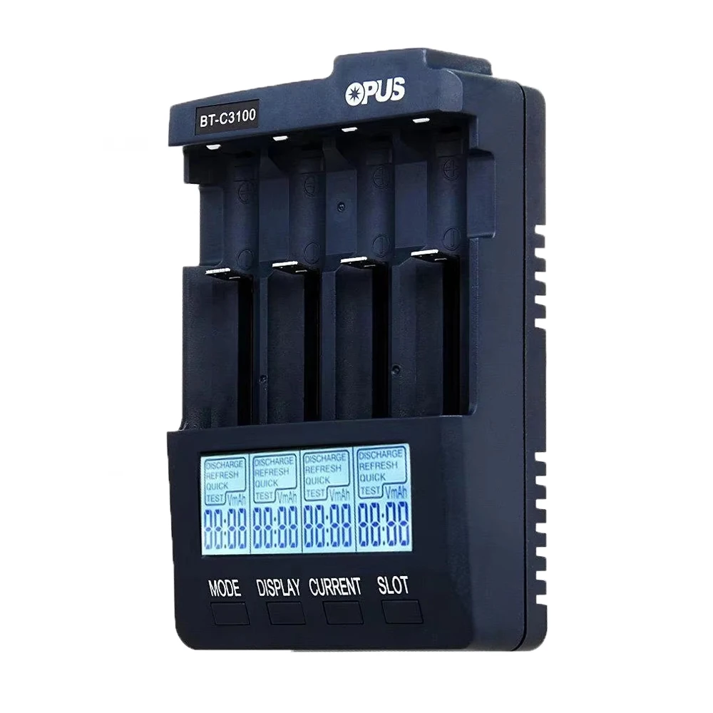 Фото Стандартное зарядное устройство Opus BT-C3100 V2.2, цифровое интеллектуальное 4-слотовое зарядное устройство типа AA/AAA с ЖК-дисплеем, детали инструментов №2