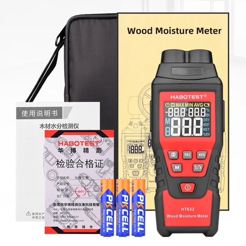 

Digital Pin Type Wood Moisture Meter with Max/Min Value Display Moisture Detector Data Hold Record Function 0.0-58.0％ Dropship