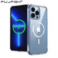 transparent for magsafe magnetic wireless charging case for iphone 12 11 13 pro max mini xr x xs 7 8 plus se2 hard acrylic cover