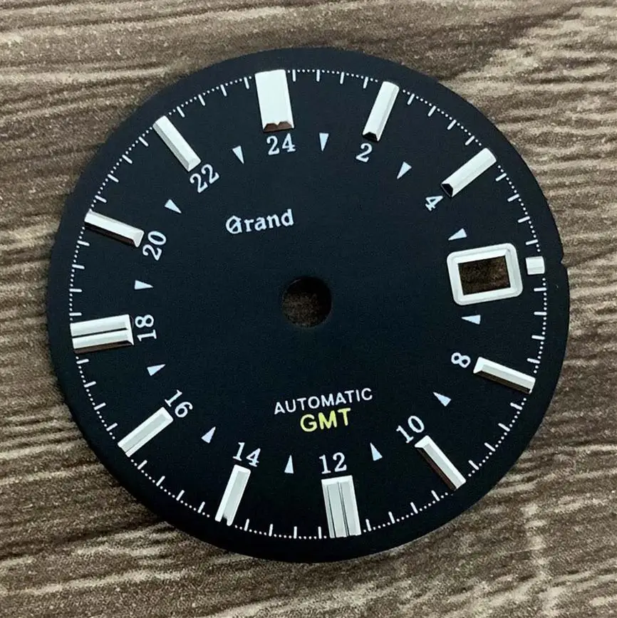 Watch Accessories 31MM Dial White Green Black No Luminous GMT Dial Fits Japanese NH34 Mechanical Movement