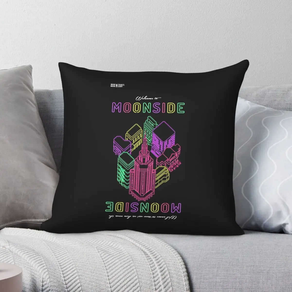 

Добро пожаловать в Moonside, квадратный Чехол на подушку, полиэстеровый льняной бархатный чехол с принтом на молнии, декоративный чехол для дом...