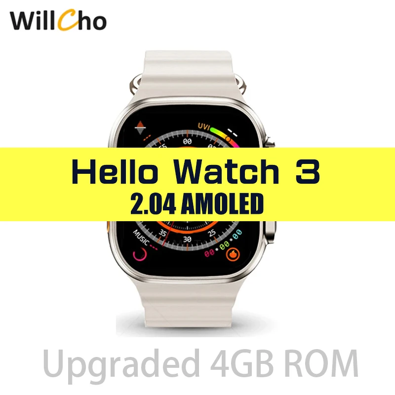 

Hello Watch 3 Ultra Smartwatch Man Woman Sports NFC Compass 49mm 2023 New Upgrade Amoled IWO Series 8 Smartwatch For ios Android