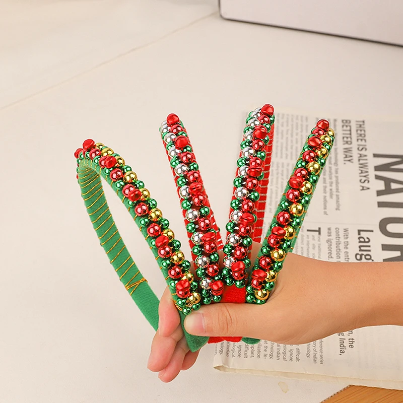 Новая красная зеленая рождественская повязка на голову женская простая