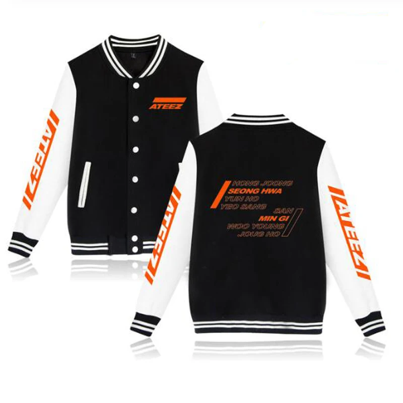 

K POP Hip Hop Baseball Jacket Outerwear K-POP ATEEZ Album Women/Men KPOP Hoodies Sweatshirts Fans Supportive Korean Streetwear