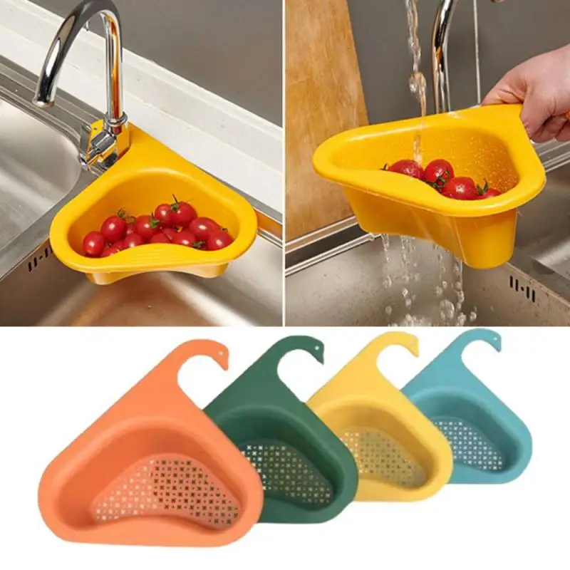 

Kitchen Sink Drain Basket Storage Rack Triangular Sink Drainer For Vegetable Fruit Leftover Multifunctional Kitchen Organizer