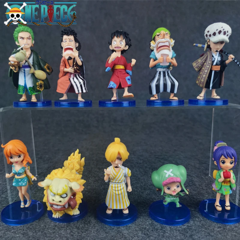 

10pcs Anime One Piece Figure Monkey D Luffy Land of Wano Country Ver. Zoro Sanji Nami Action Figures PVC Collection Model Toys