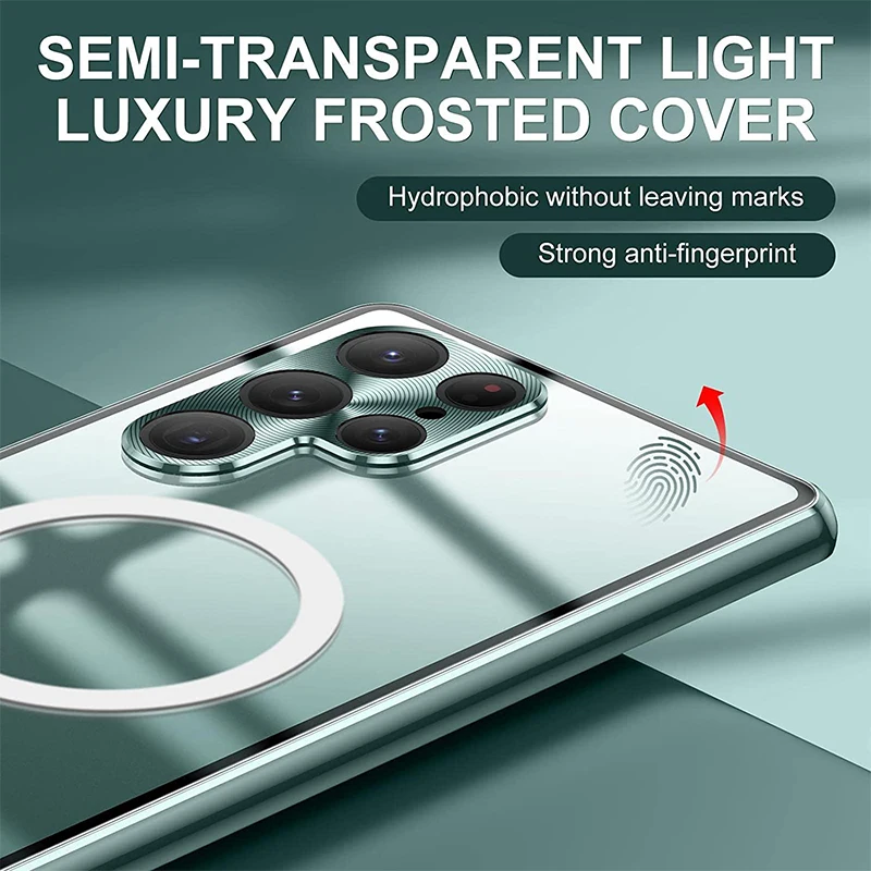 Luxury Metal 360 ° Full Protection Case For Samsung Galaxy S22 Ultra HD Transparent Glass Cover For Samsung S23 Ultra Plus Cases