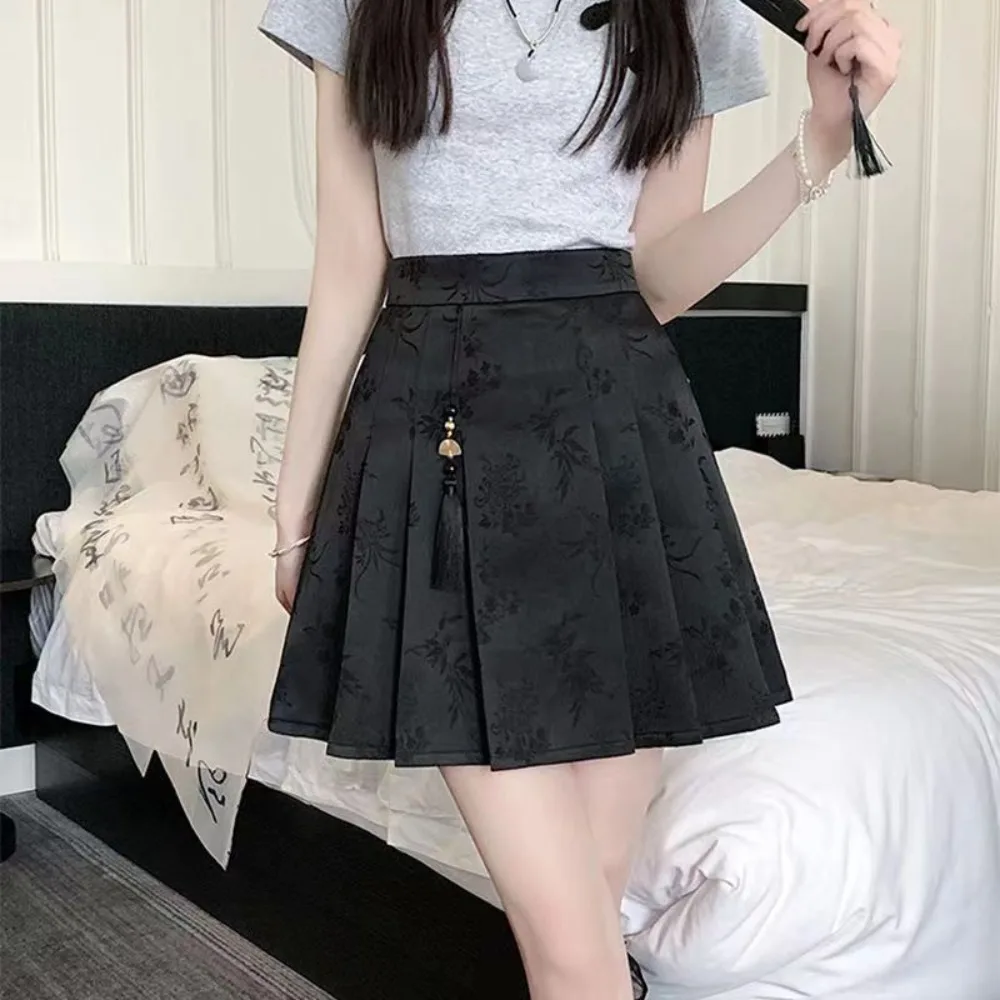 Черная бежевая мини-юбка с рисунком лошади короткая плиссированная юбка Mamianqun