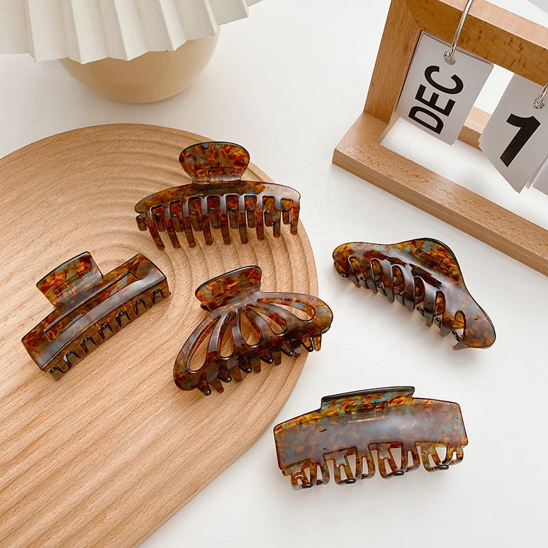 

2023 новый дизайн заколки для волос Ретро Синий Кофе Цвет заколки для волос большой головной убор простые аксессуары для волос для женщин головной убор